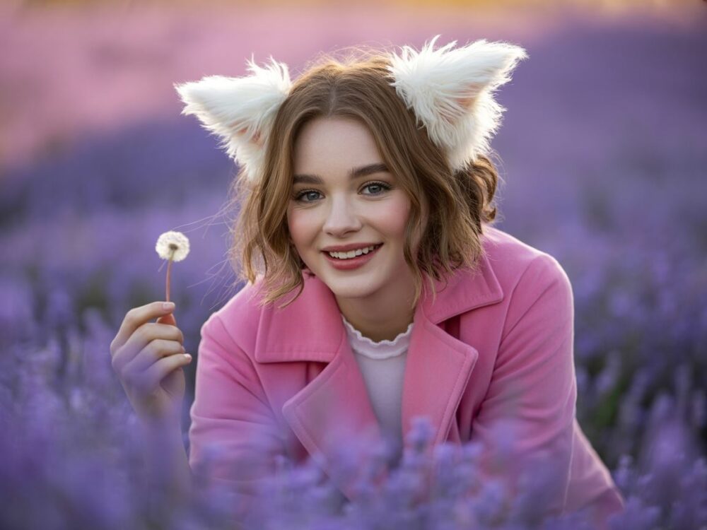 dziewczęcy płaszcz z uszami