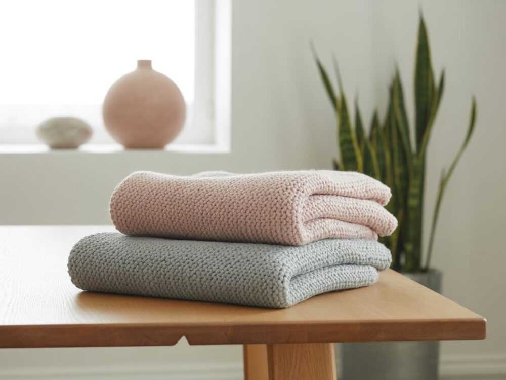 kocyk sweterkowy pastelowy