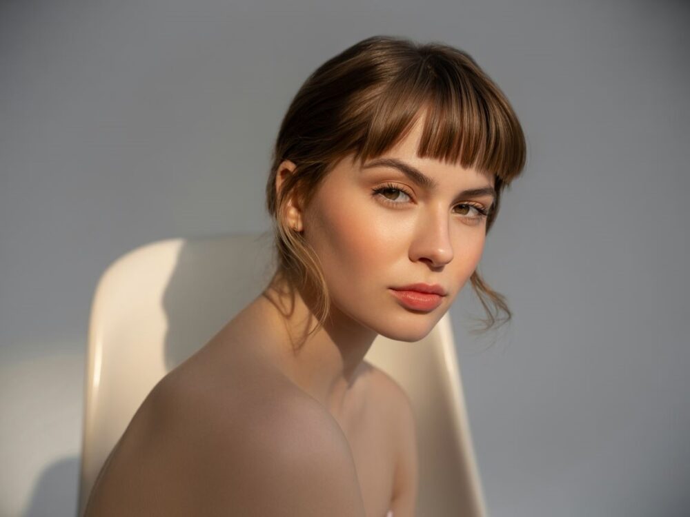 modna fryzura z grzywką