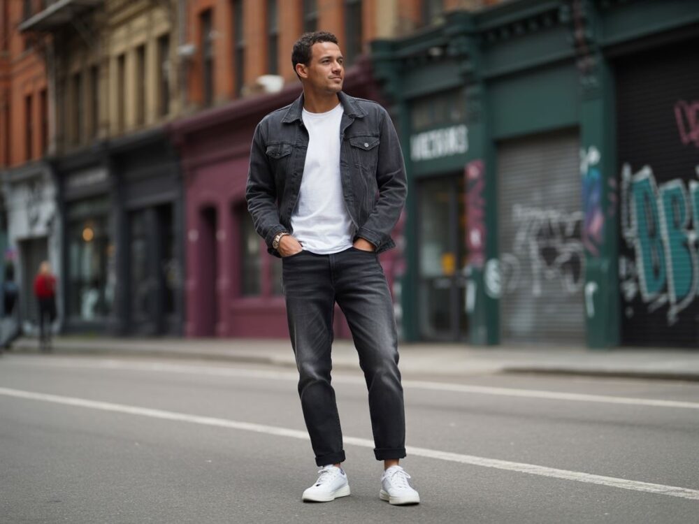 modny mężczyzna w jeansach