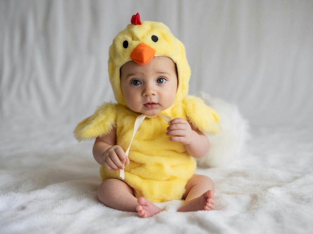 niemowlę w stroju kurczaczka