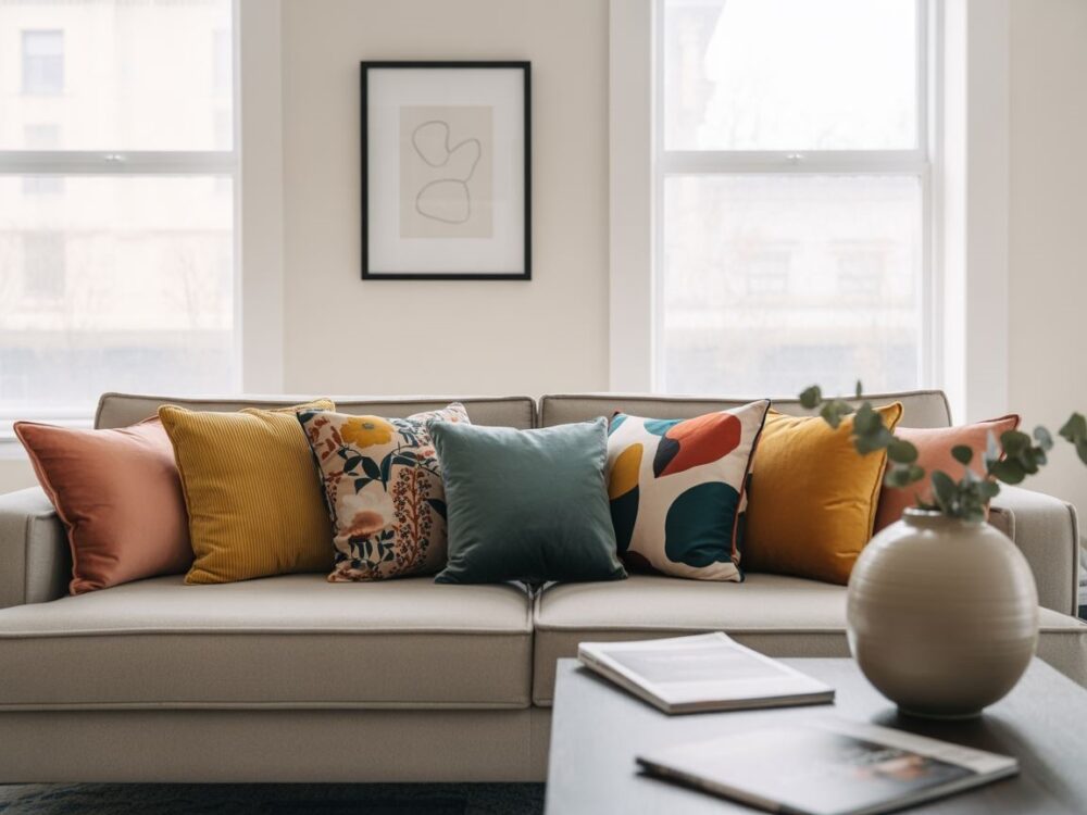 nowoczesny salon szara sofa