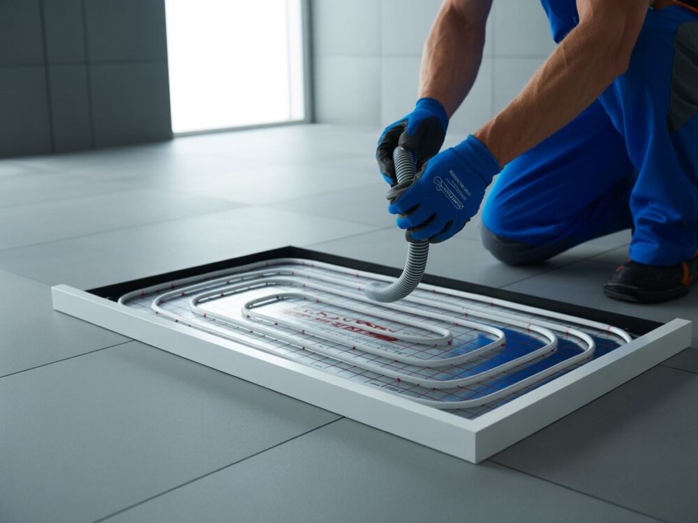 nowoczesny salon z podłogą