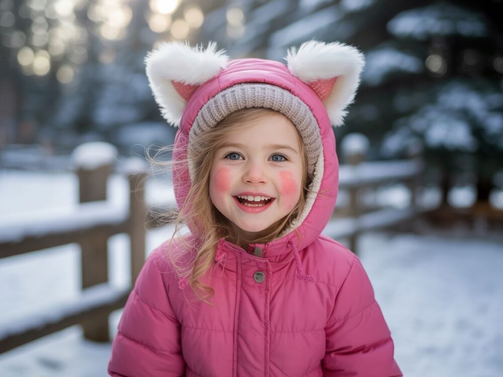 płaszczyk z uszami dla dziewczynki