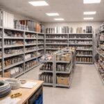 Regały z elementami do instalacji wodnych i grzewczych